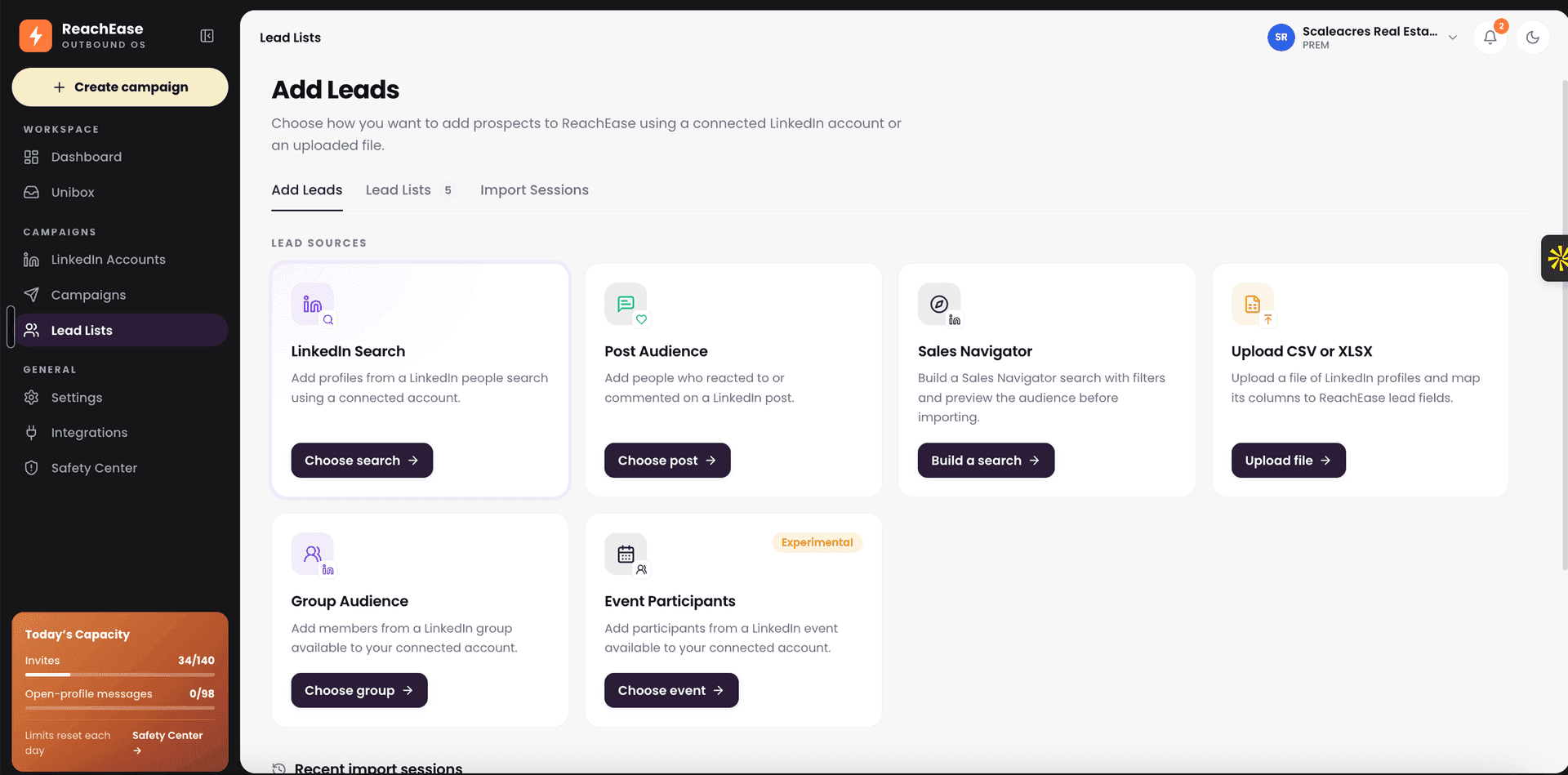 Campaign workspace preview - LEAD IMPORT